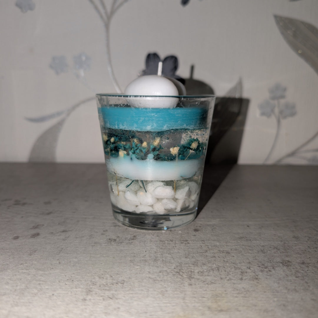 Meeresbrise-Herzkerze im Glas